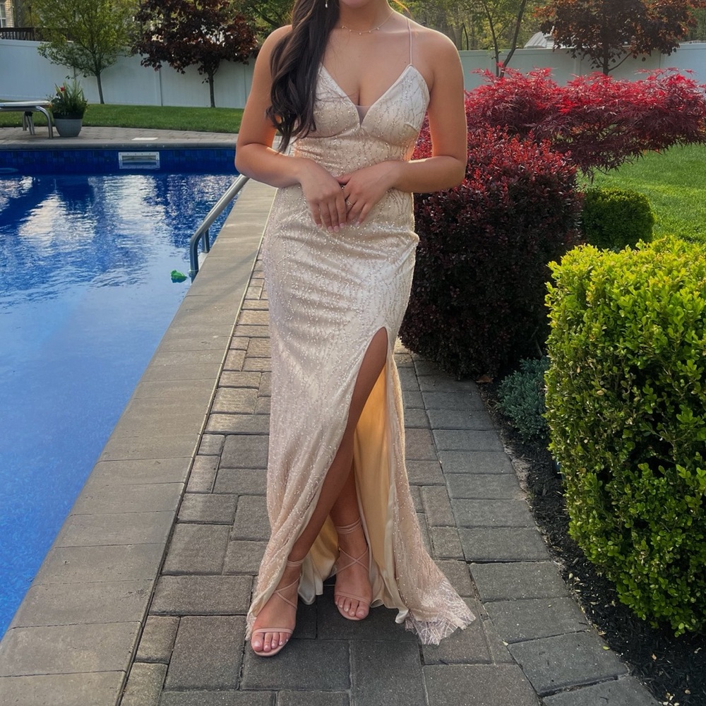Sparkly champagne/gold prom dress